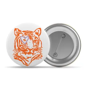 3" Heart Eye Tiger Button