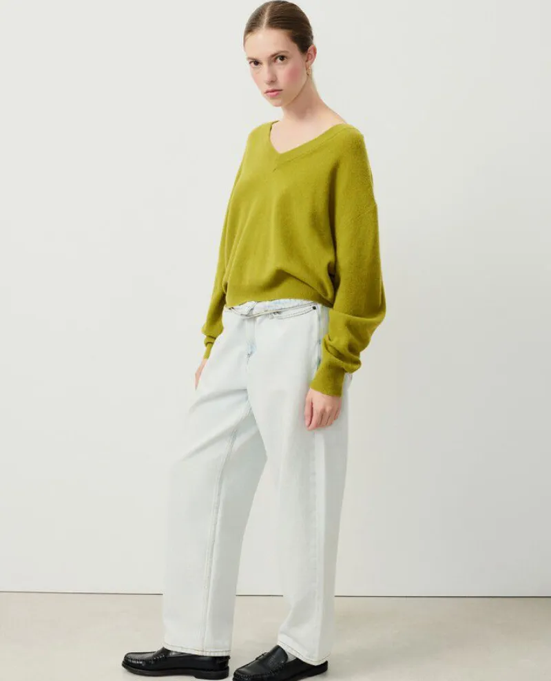 American Vintage Raxow Chameleon Green V-Neck Knit