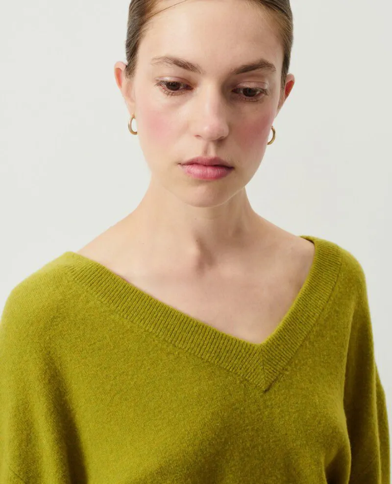 American Vintage Raxow Chameleon Green V-Neck Knit