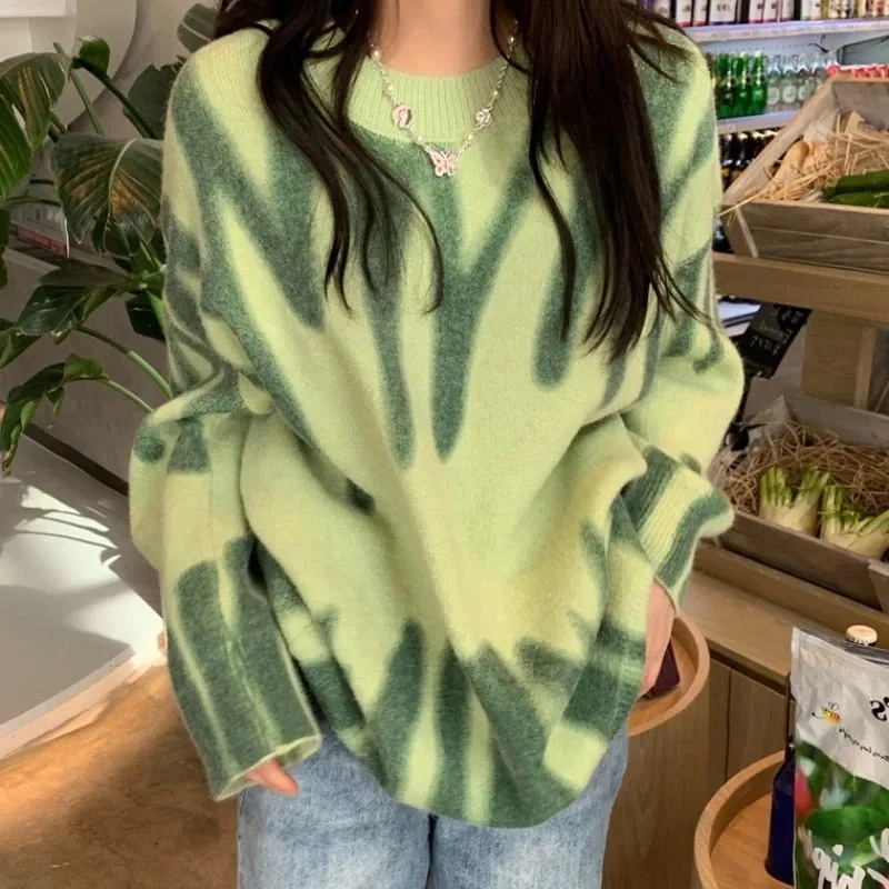 Amozae- Knitted Sweaters Women Casual Pullover Fashion Argyle Sweater Winter College Style Loose Top Woman Jumper Sueter De Mujer