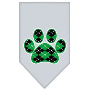 Argyle Paw Green Screen Print Bandana Grey Large