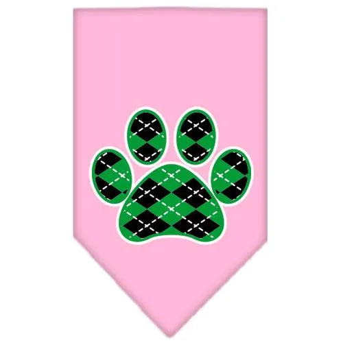 Argyle Paw Green Screen Print Bandana Light Pink Large