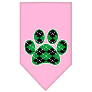 Argyle Paw Green Screen Print Bandana Light Pink Large