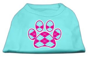 Argyle Paw Pink Screen Print Shirt Aqua Lg (14)