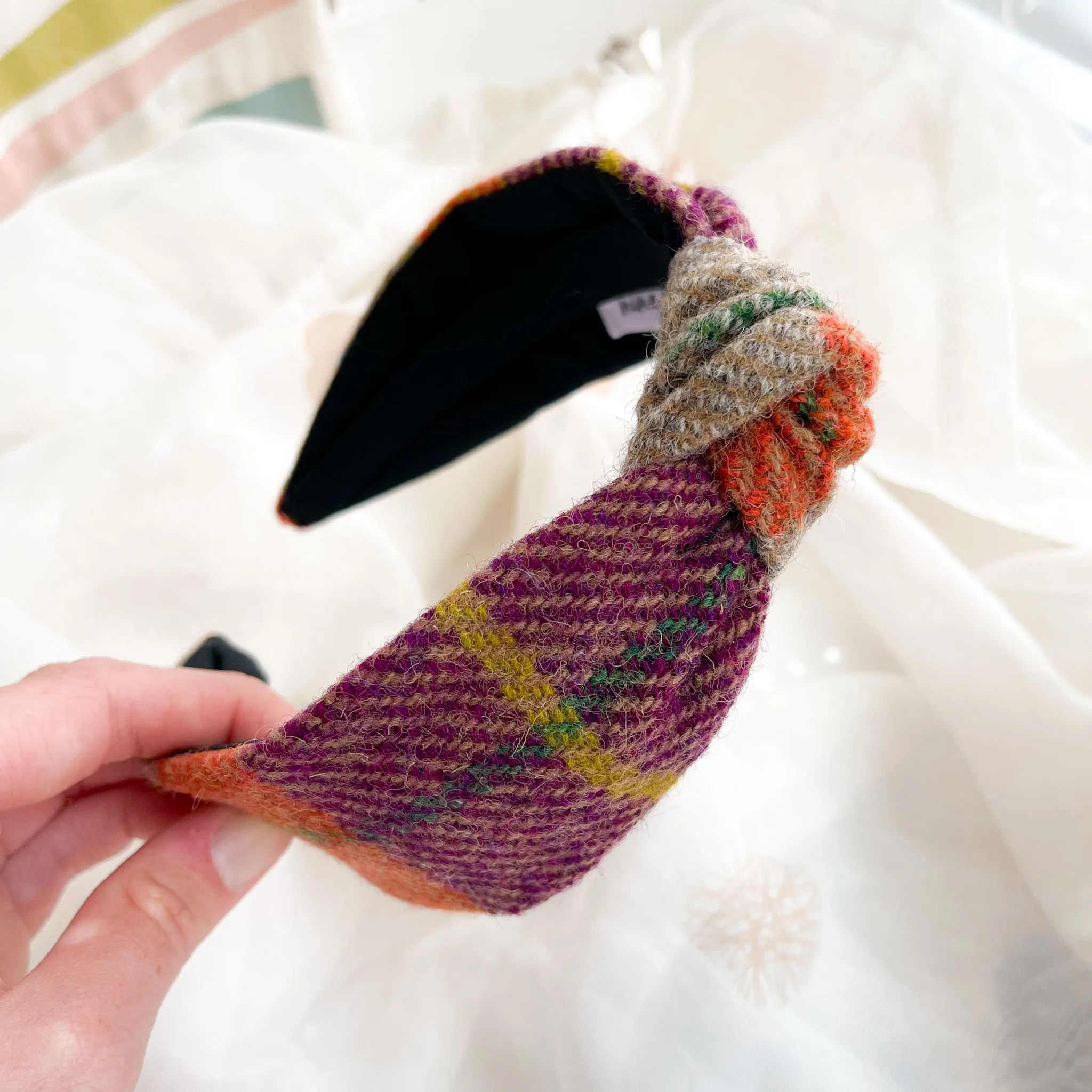 Autumnal Check Tweed Knot Headband