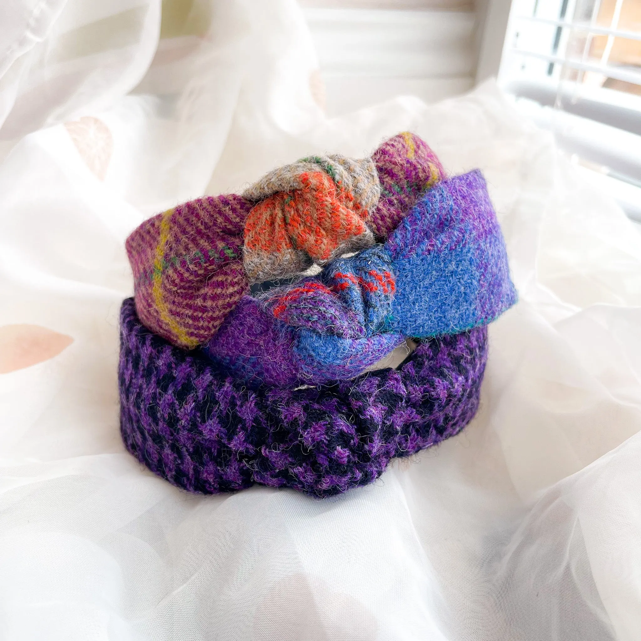 Autumnal Check Tweed Knot Headband