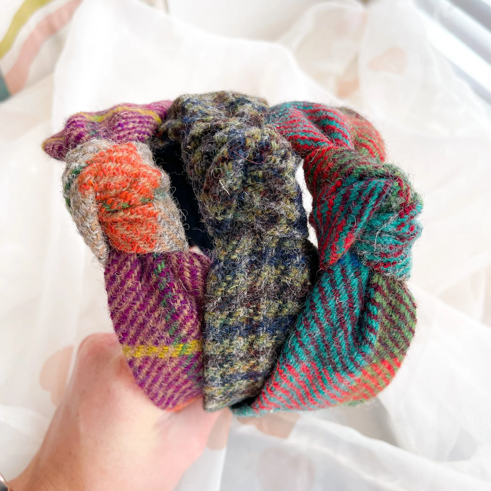 Autumnal Check Tweed Knot Headband