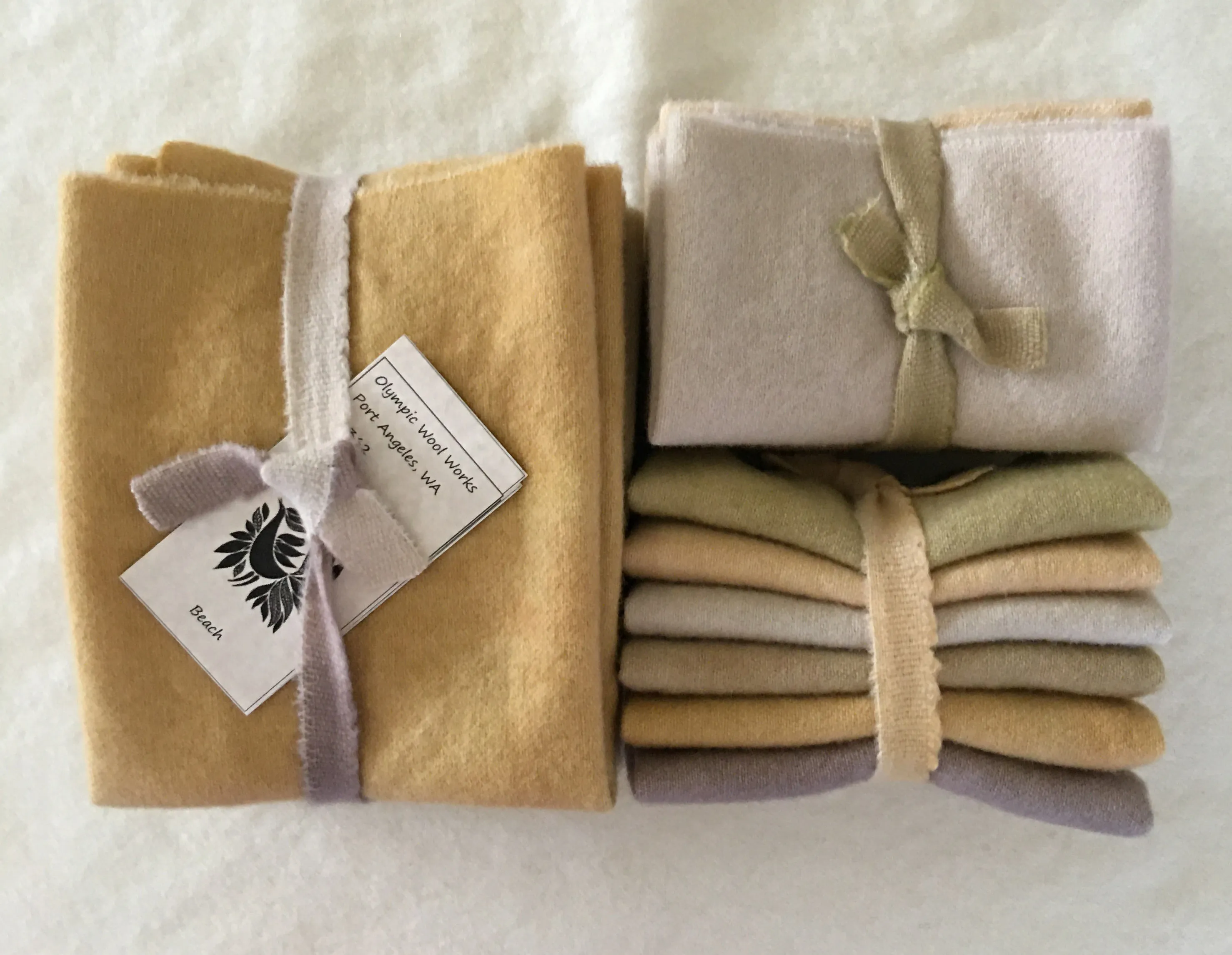 BEACH Six Pack of Hand Dyed Wool Bundle for Rug Hooking and Wool Applique