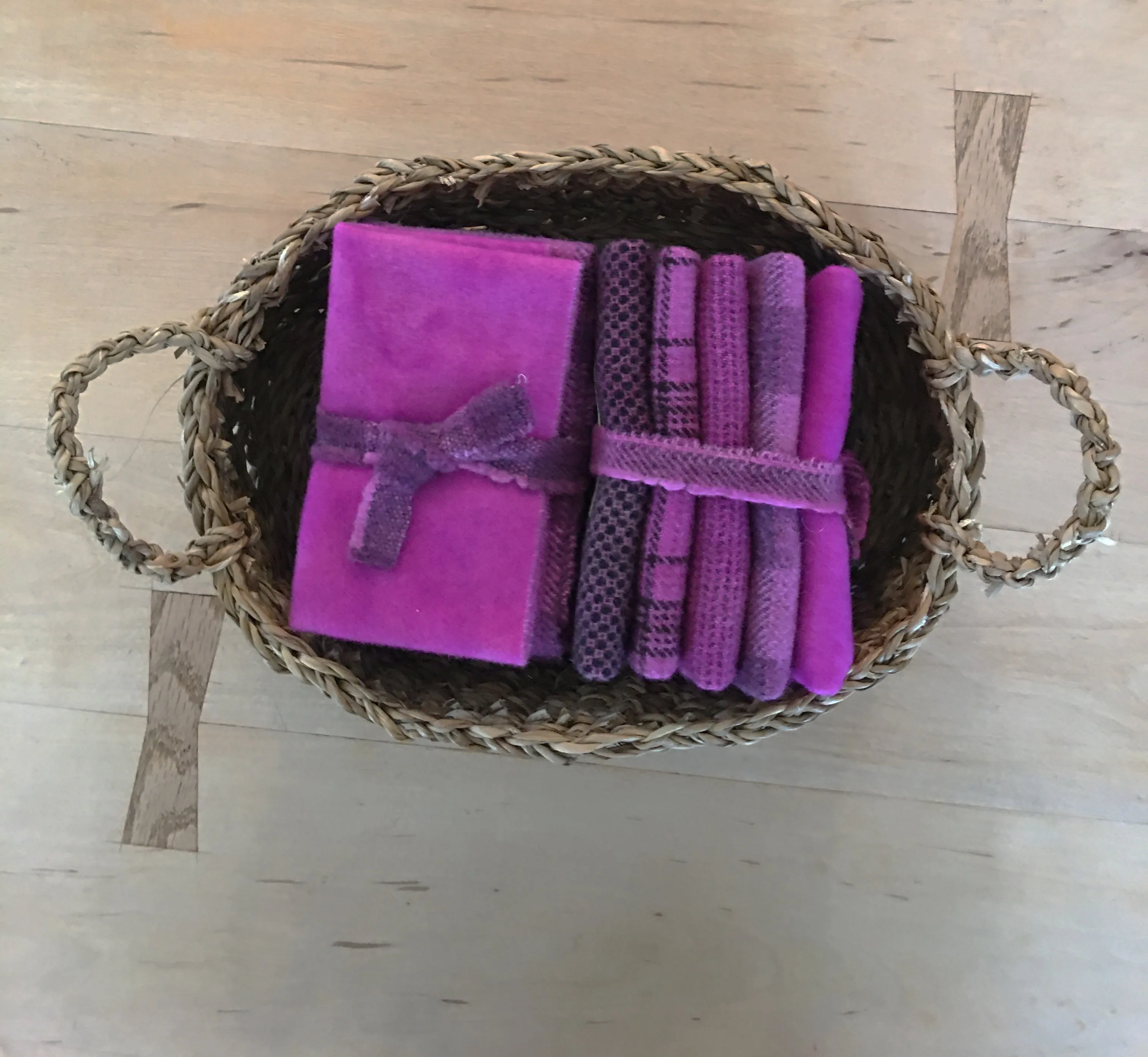 BERRY CRUSH Hand Dyed Wool Bundle for Wool Applique and Rug Hooking