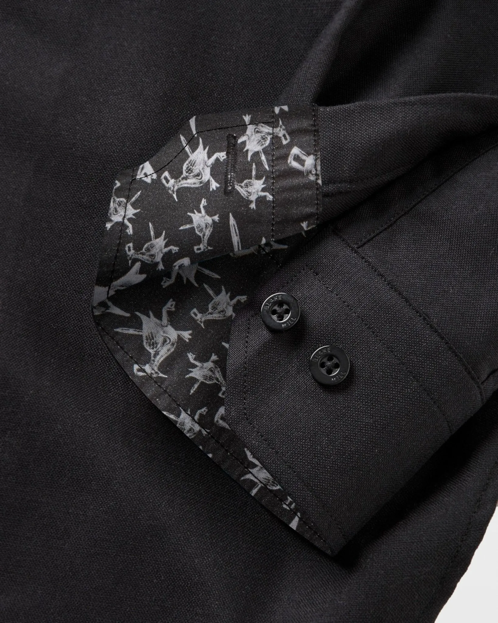 Black Oxford with Counting Ducks Accents Button-Down Shirt