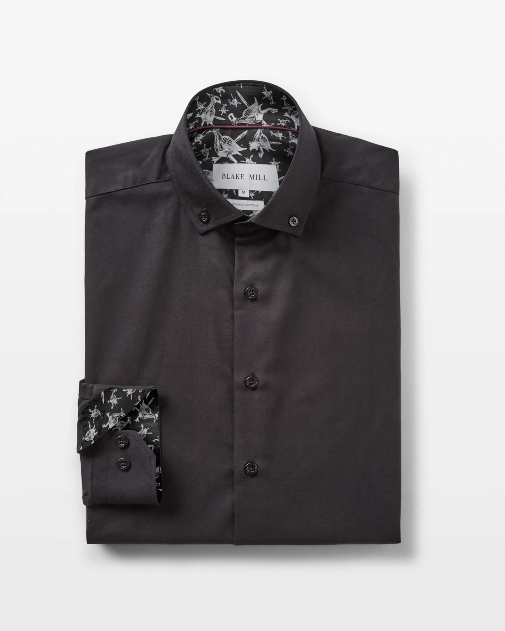 Black Oxford with Counting Ducks Accents Button-Down Shirt