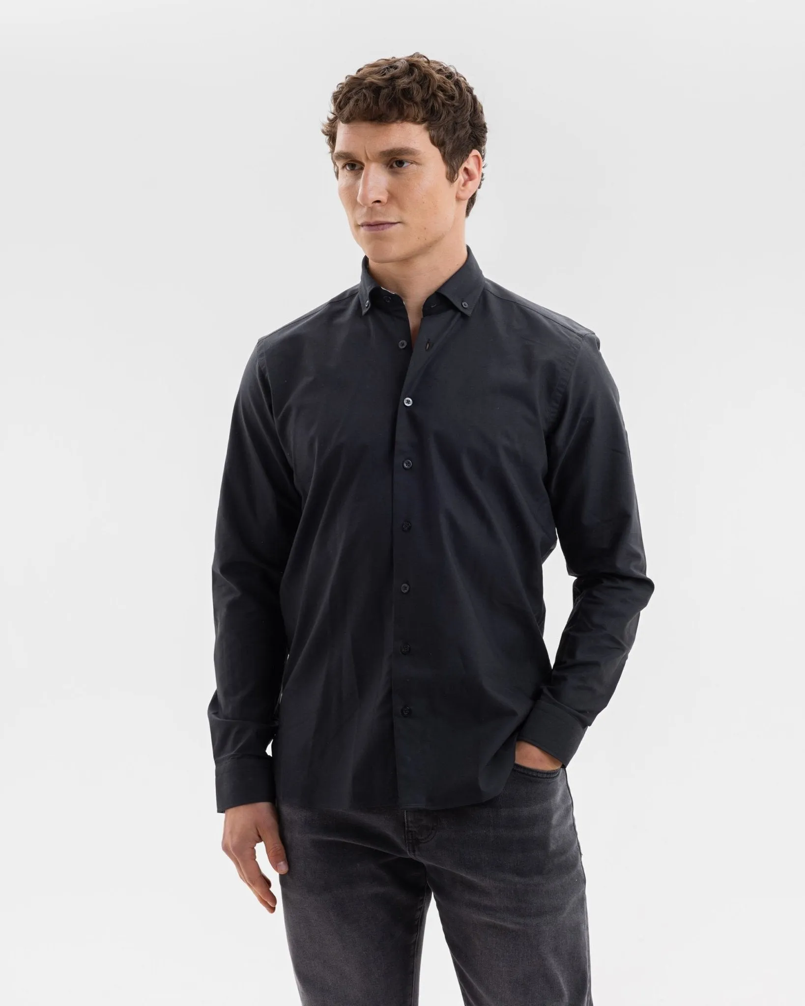 Black Oxford with Counting Ducks Accents Button-Down Shirt