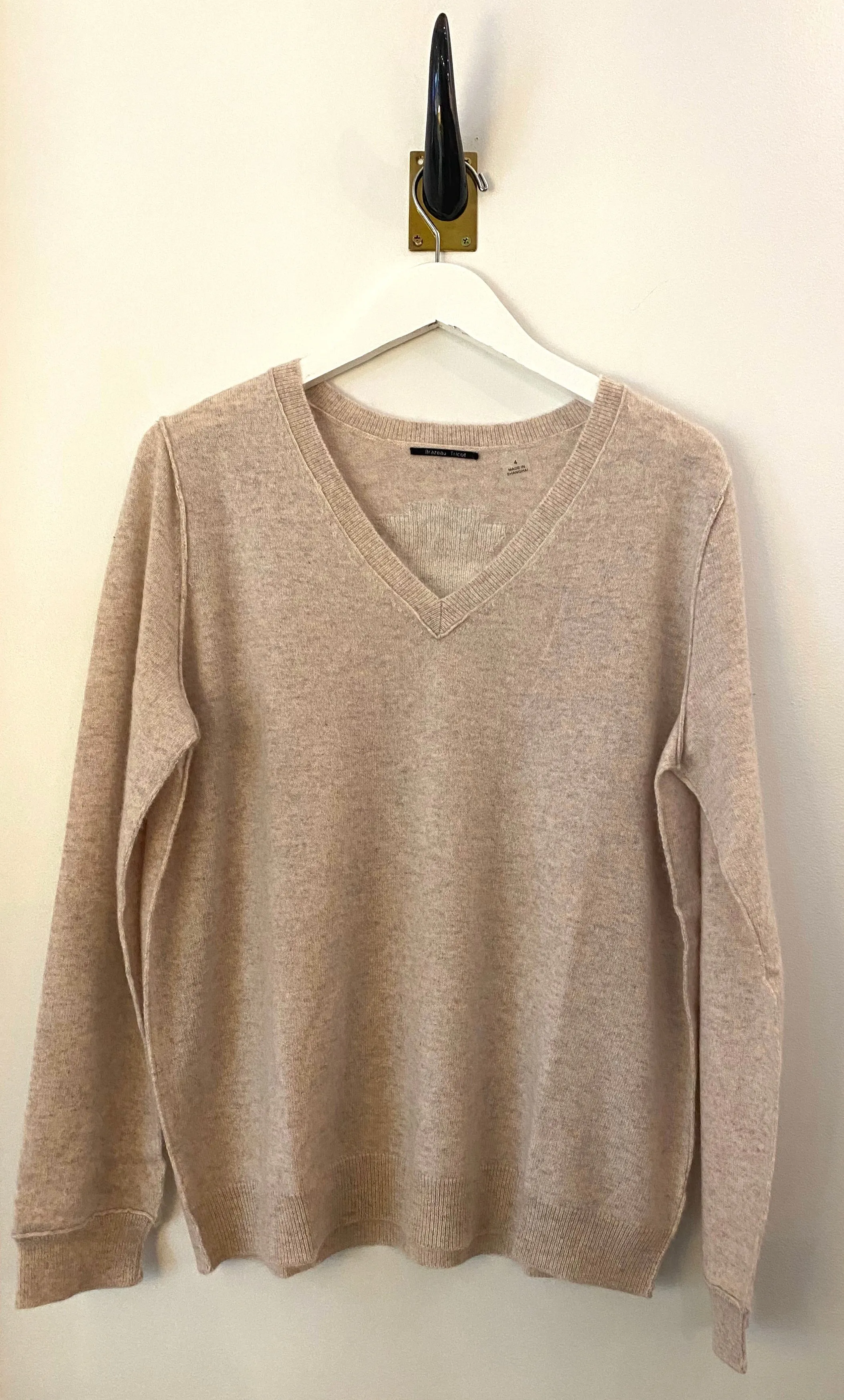 Brazeau Tricot Milagro Ceramic Cashmere V-Neck Sweater