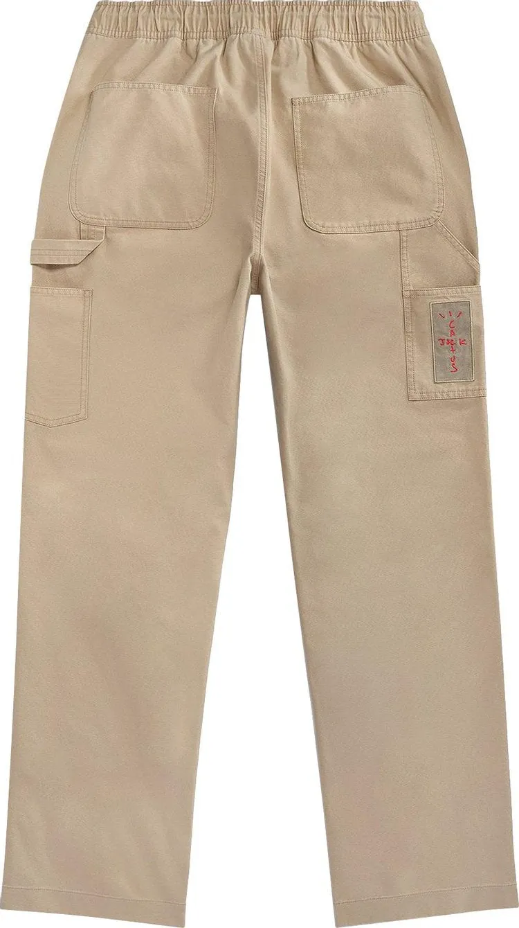 Cactus Jack by Travis Scott x Jordan Canvas Pant 'Desert/Khaki/University Red', tan