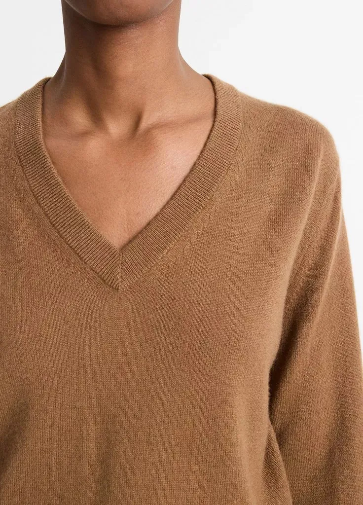 Casual V-Neck Sweater- Almond