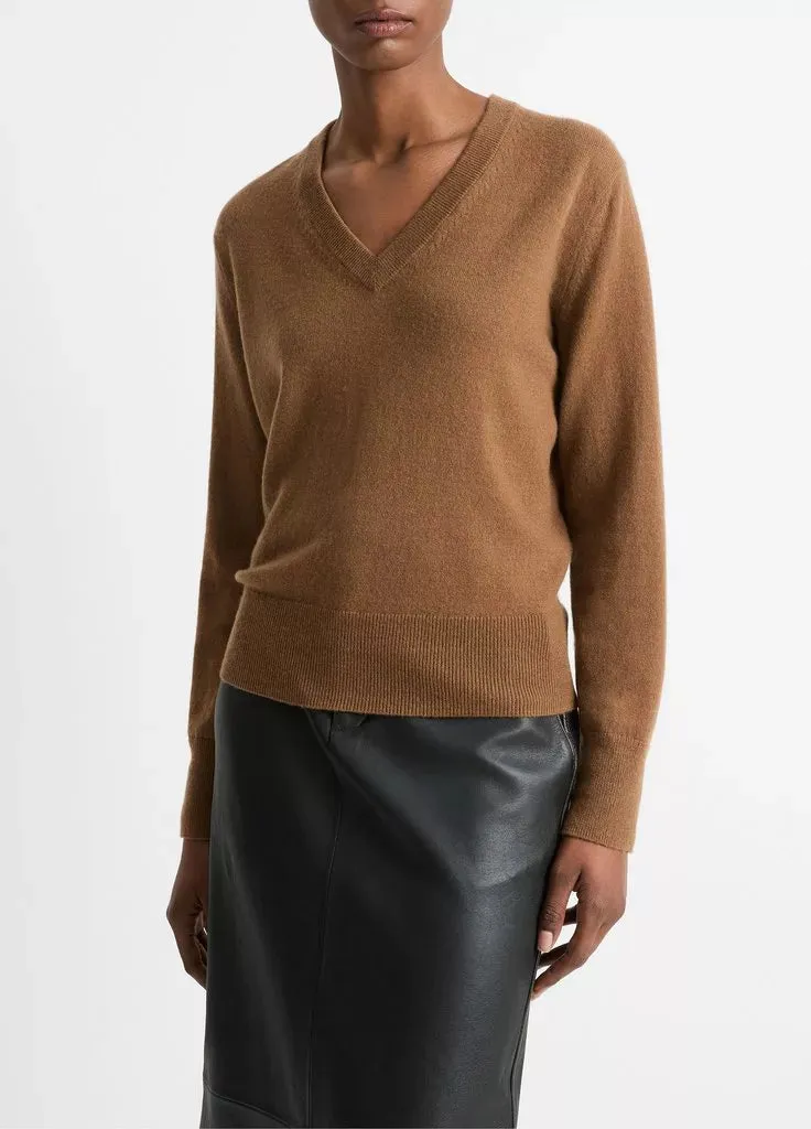 Casual V-Neck Sweater- Almond