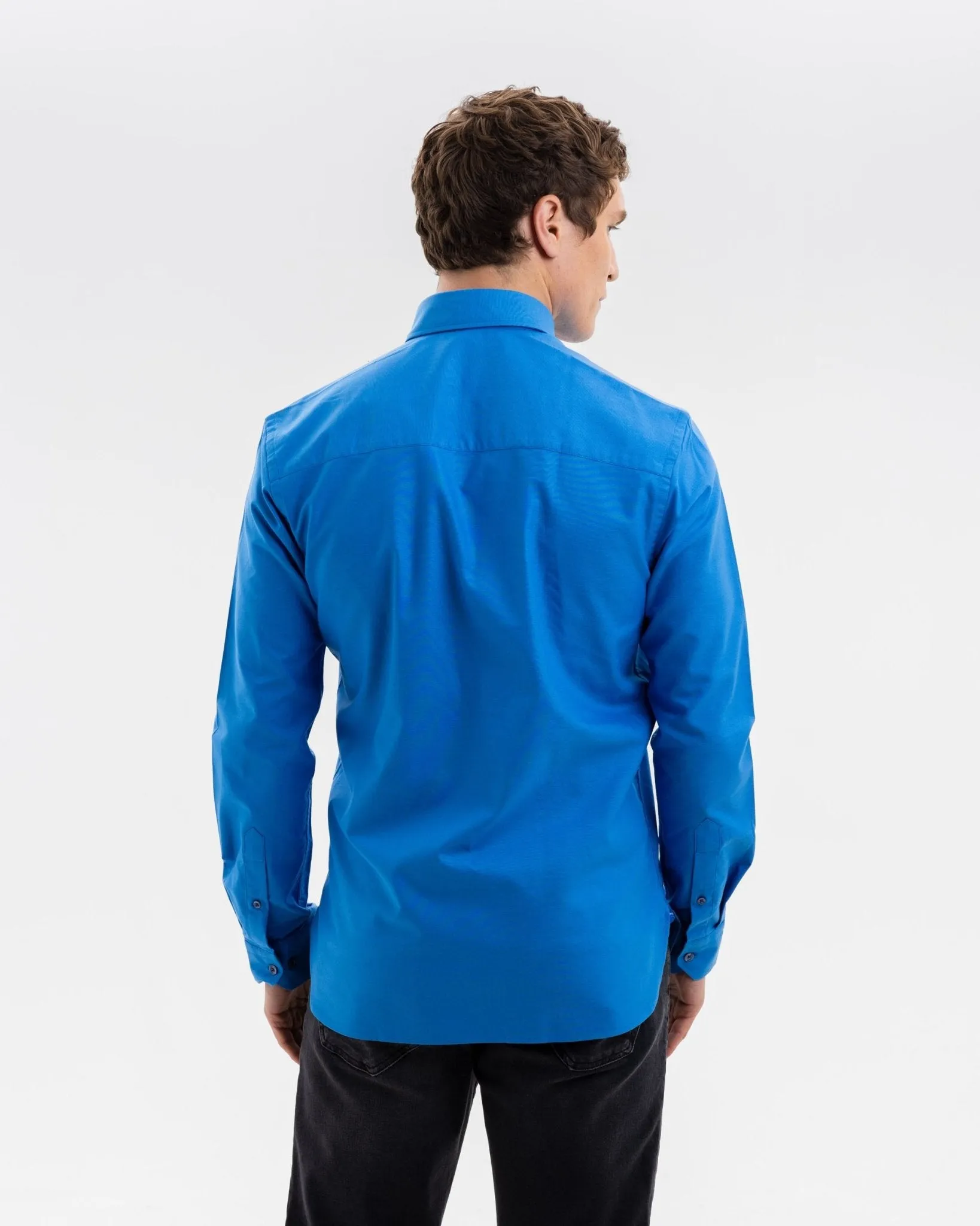 Cobalt Blue Oxford with Mind Maps Accents Button-Down Shirt