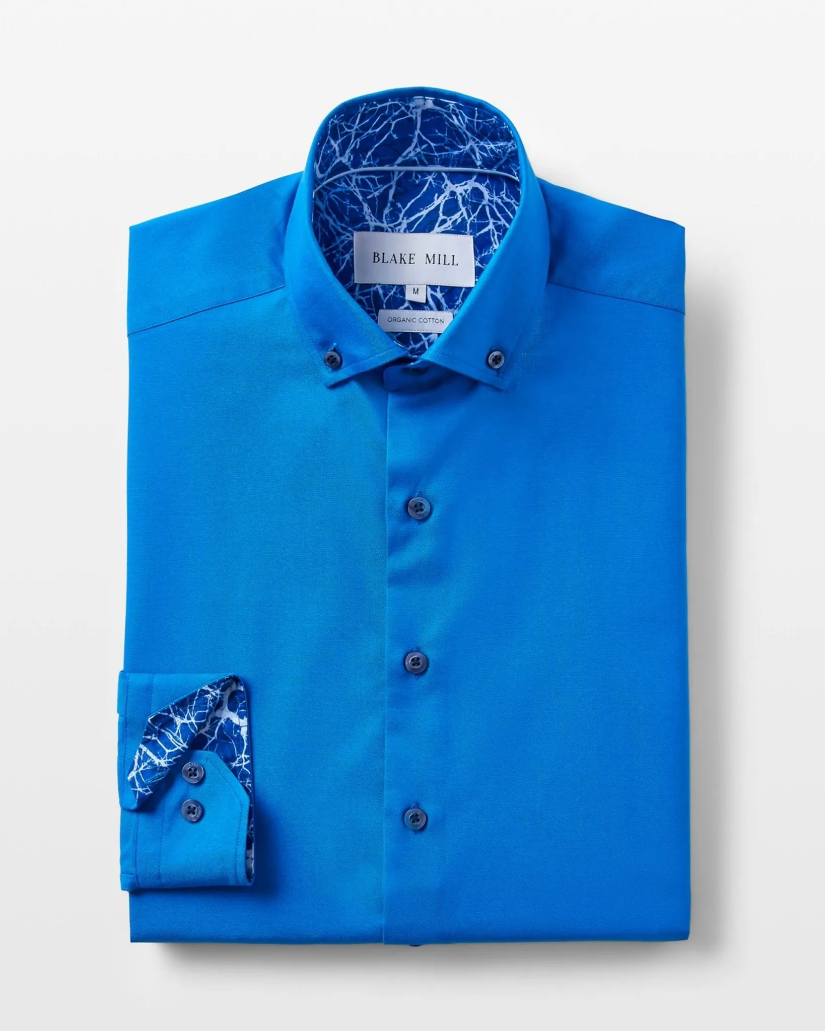 Cobalt Blue Oxford with Mind Maps Accents Button-Down Shirt