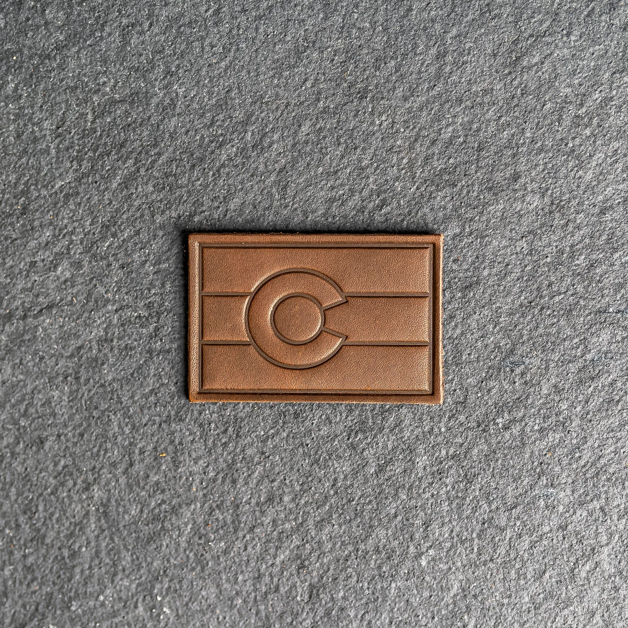 Colorado Flag Leather Patches with optional Velcro added