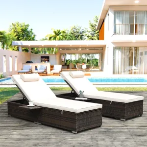 Drift Outdoor Swimming Poolside Lounger Set of 2  (Brown)