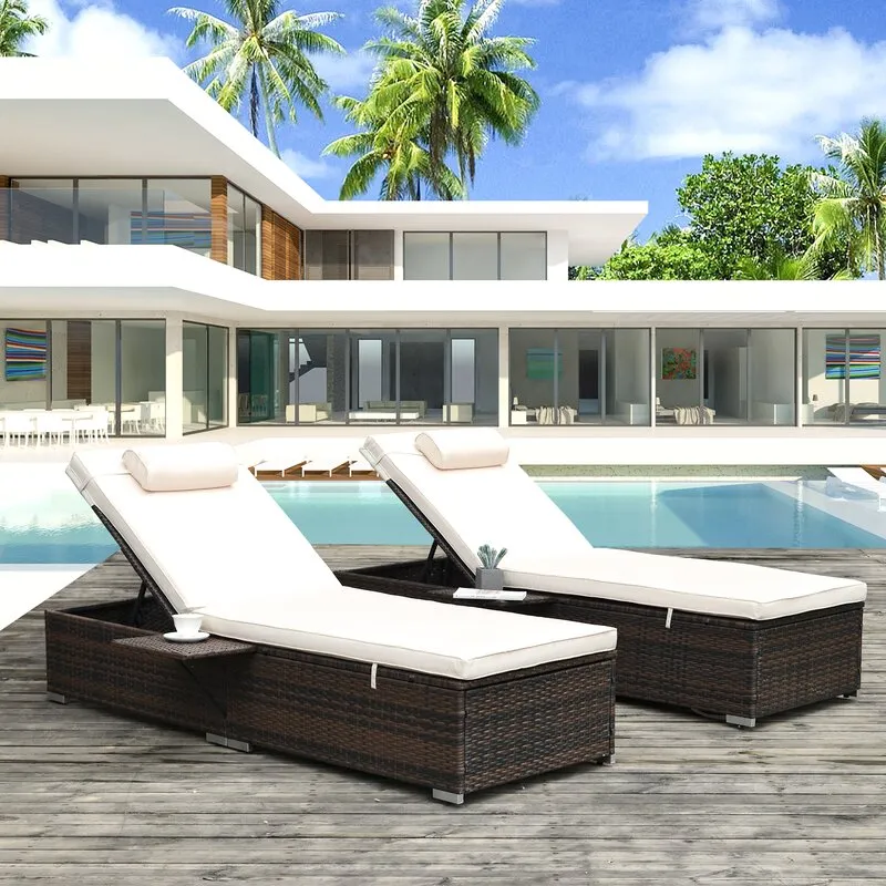 Drift Outdoor Swimming Poolside Lounger Set of 2  (Brown)