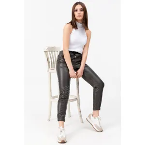 Faux Leather Khaki Joggers