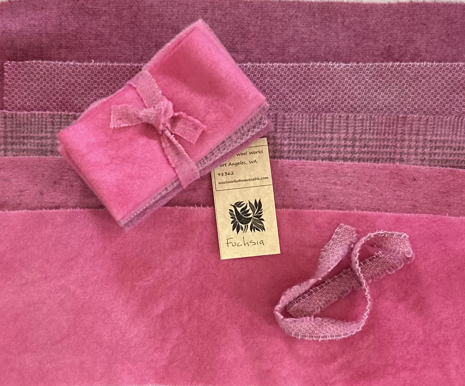 FUCHSIA Hand Dyed Wool Bundle for Wool Applique and Rug Hooking