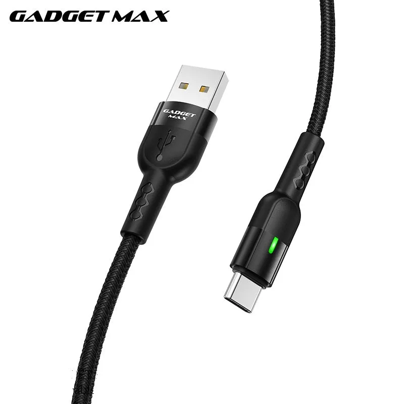 GADGET MAX GX05 TYPE-C 2.4A AUTO DISCONNECT DATA CABLE FOR TYPE-C (2.4A)(1.2M) - BLACK