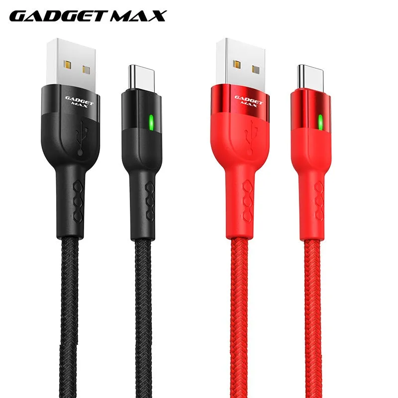 GADGET MAX GX05 TYPE-C 2.4A AUTO DISCONNECT DATA CABLE FOR TYPE-C (2.4A)(1.2M) - BLACK
