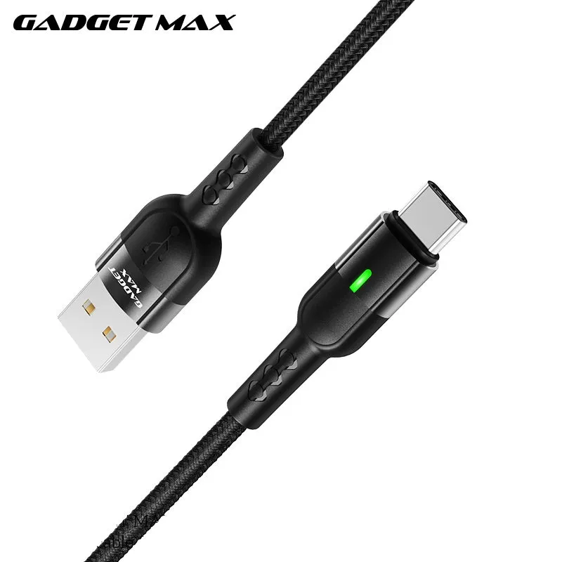 GADGET MAX GX05 TYPE-C 2.4A AUTO DISCONNECT DATA CABLE FOR TYPE-C (2.4A)(1.2M) - BLACK