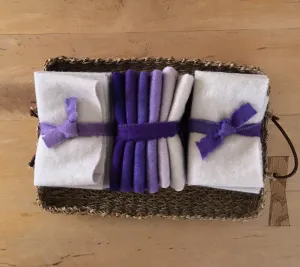 GRAPE Six Pack Bundle of Hand Dyed Wool Bundle for Rug Hooking and Wool Applique
