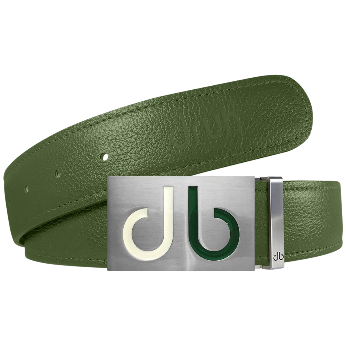 Green Full Grain Textured Leather Strap with Buckle