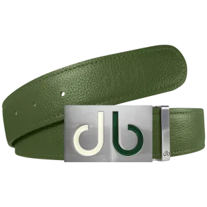 Green Full Grain Textured Leather Strap with Buckle