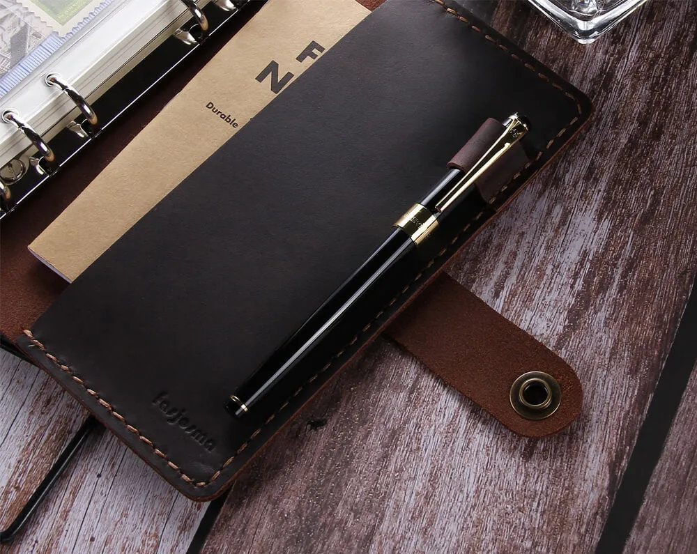 Handmade Leather Journal Notebook, A6 Ring Binder Organizer Agenda