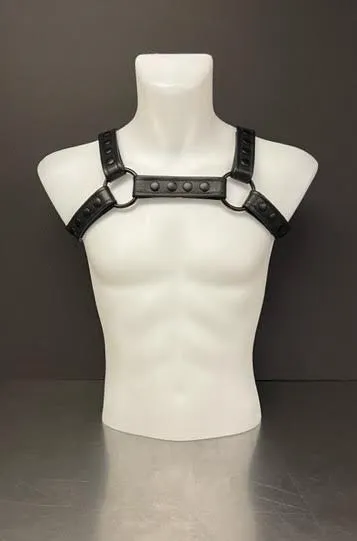 Harness Barbarian - Black Leather with Black Snaps - Medium/Large