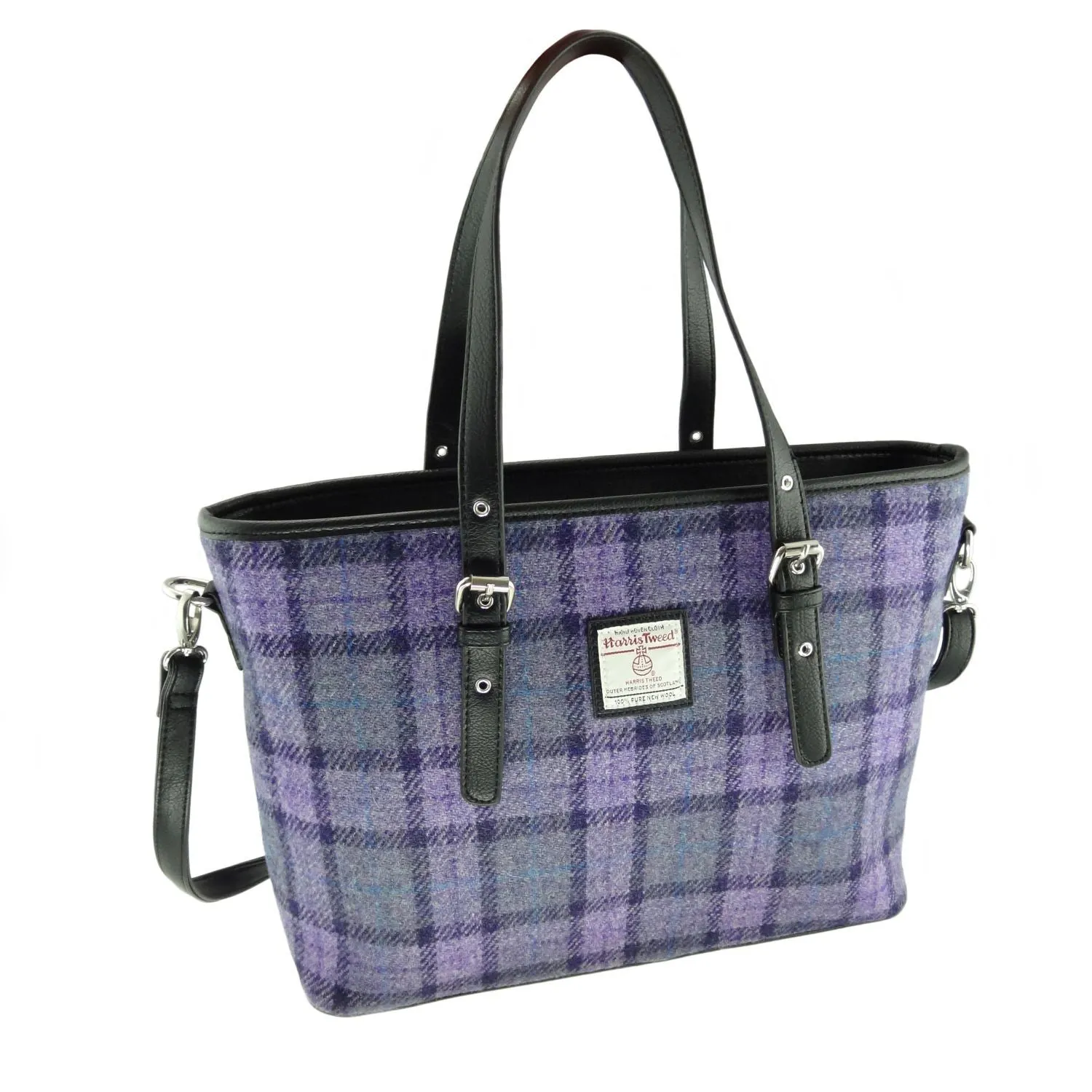 Harris Tweed Tartan Tote Bag - Spey Bold Purple Check