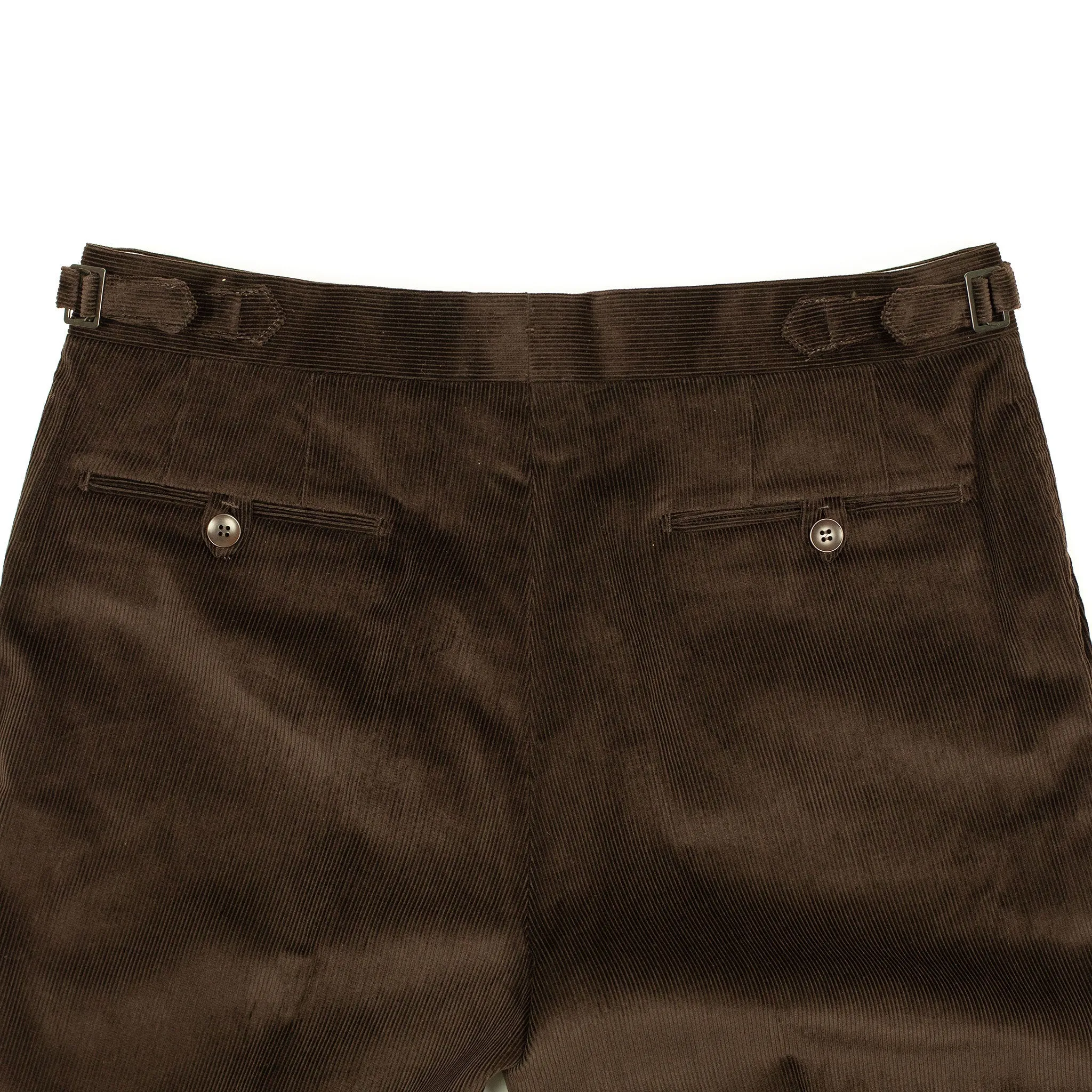 Higher-rise brown corduroy trousers with side tabs (restock)