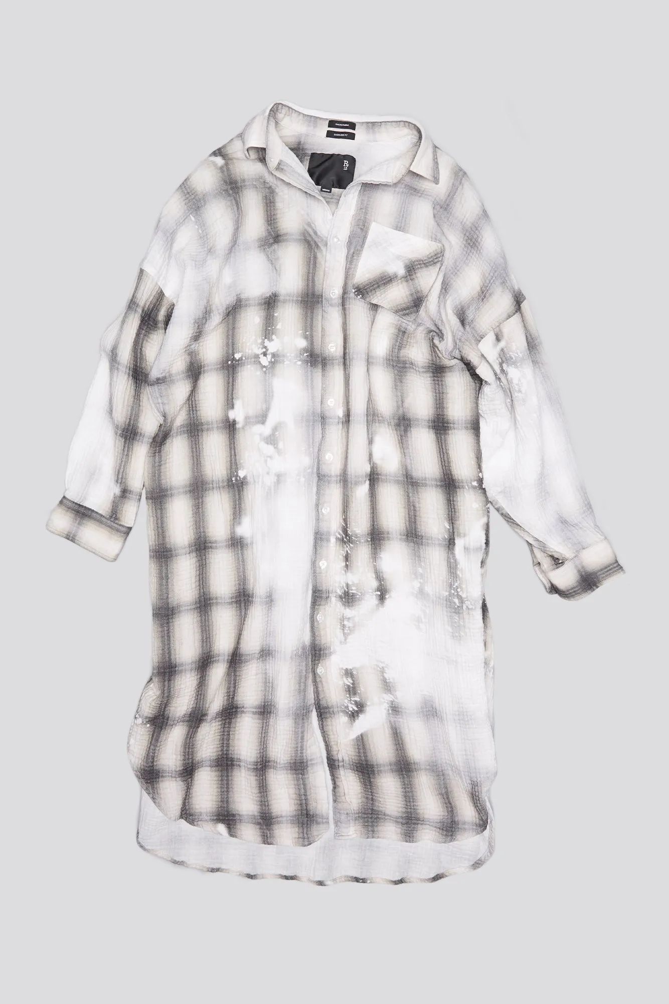 JUMBO SHIRTDRESS - PRINTED GREY PLAID