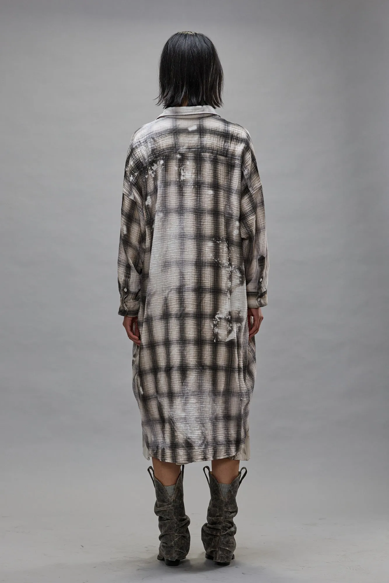 JUMBO SHIRTDRESS - PRINTED GREY PLAID