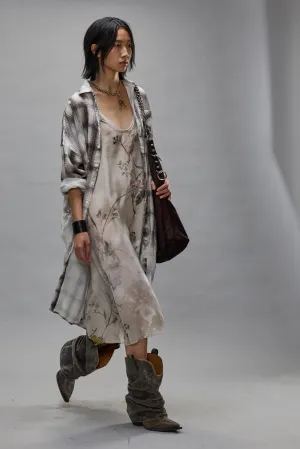 JUMBO SHIRTDRESS - PRINTED GREY PLAID