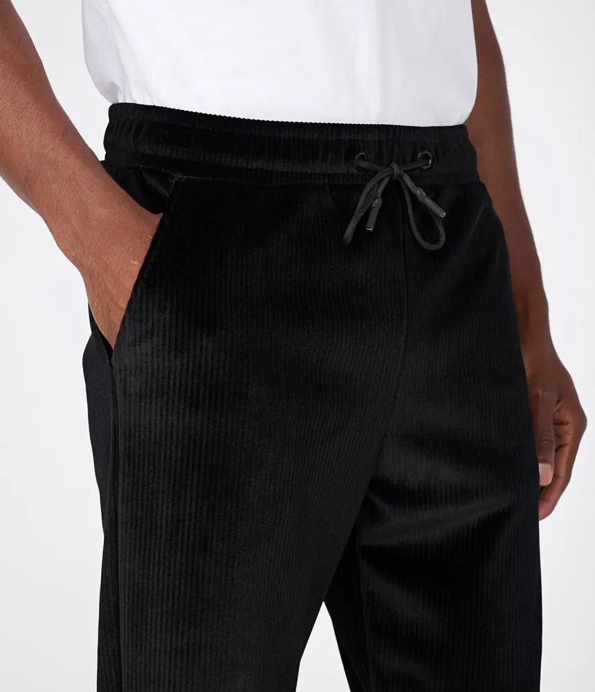 Mens Luxury Black Velvet Track Pants by Karl Lagerfeld - Stylish Casual Wear