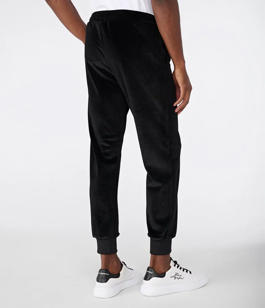 Mens Luxury Black Velvet Track Pants by Karl Lagerfeld - Stylish Casual Wear