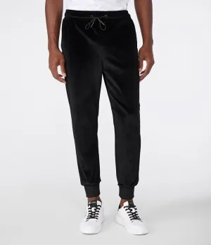 Mens Luxury Black Velvet Track Pants by Karl Lagerfeld - Stylish Casual Wear