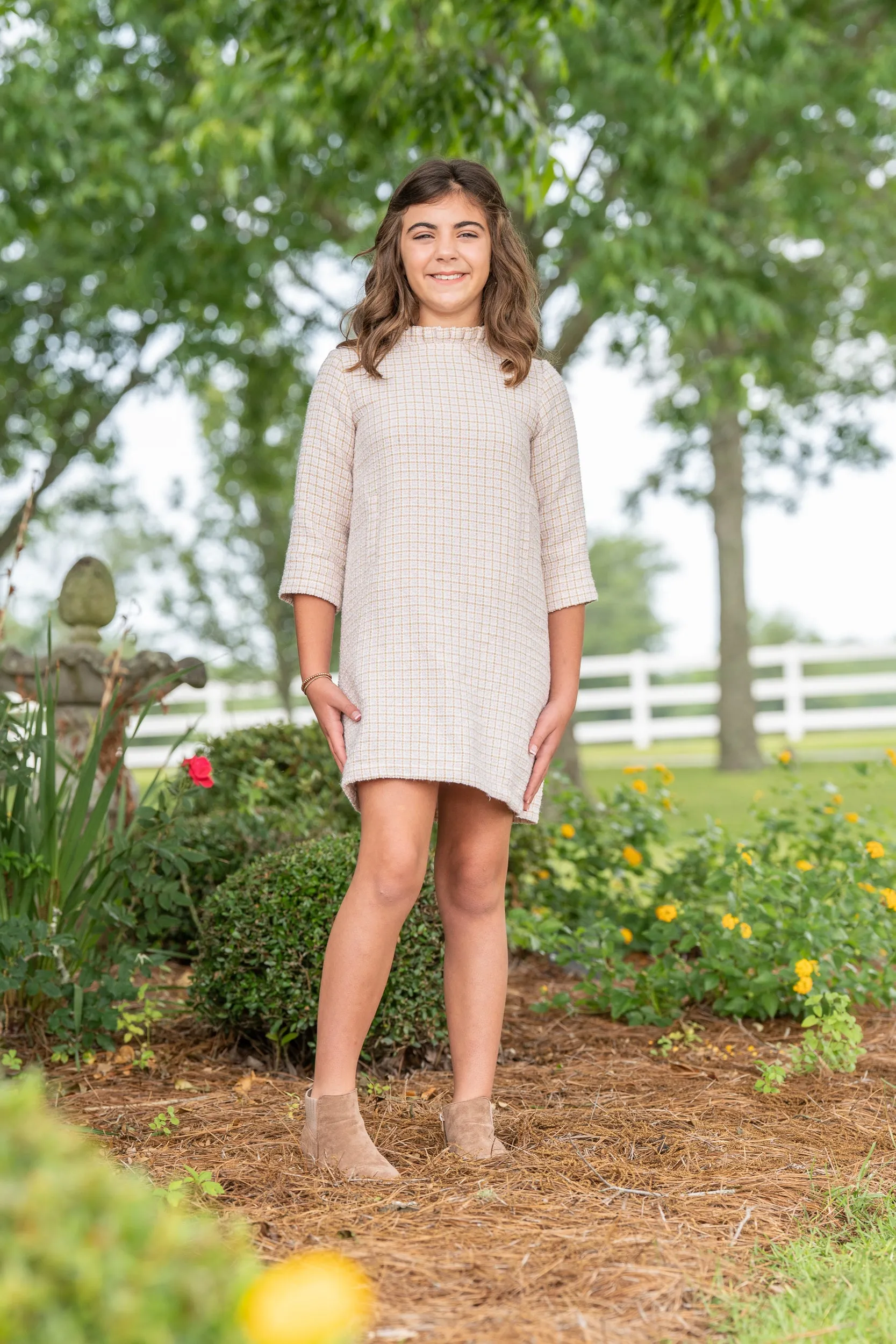 Kate Brown Pink Tweed Dress