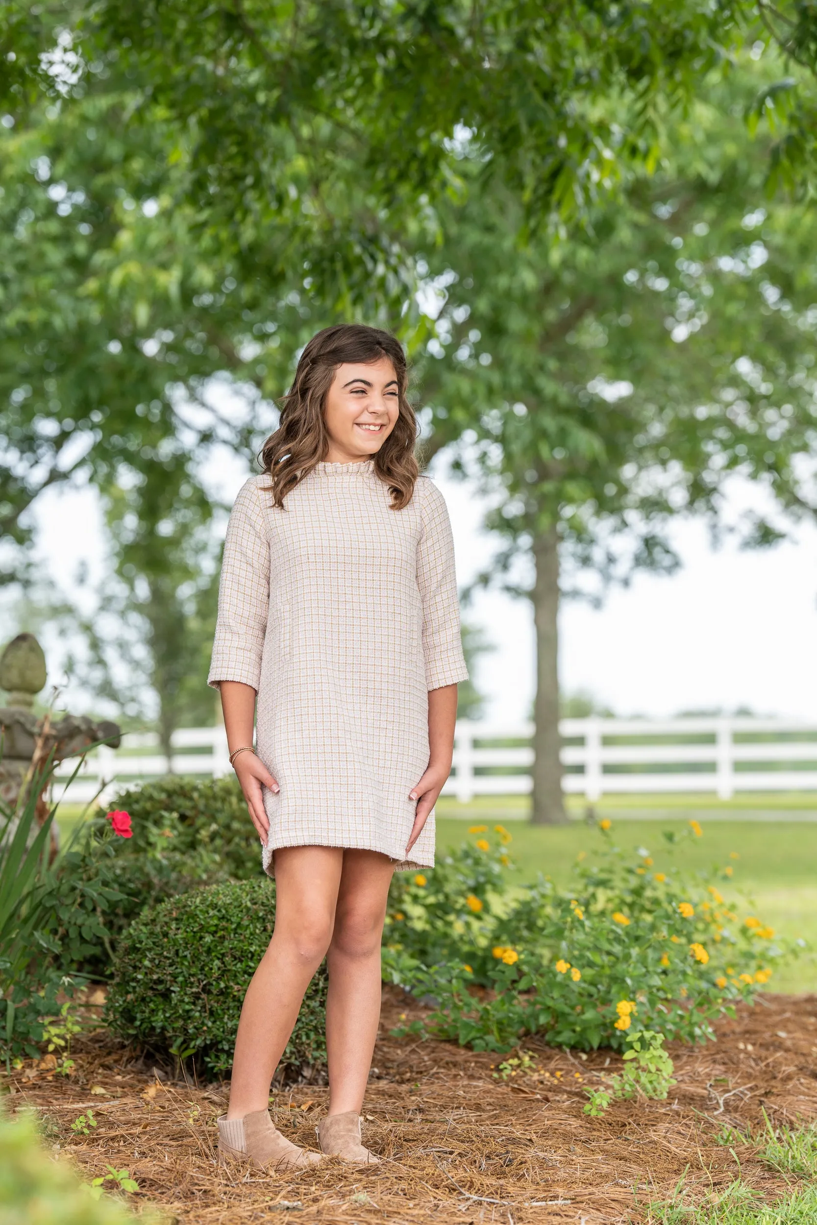 Kate Brown Pink Tweed Dress