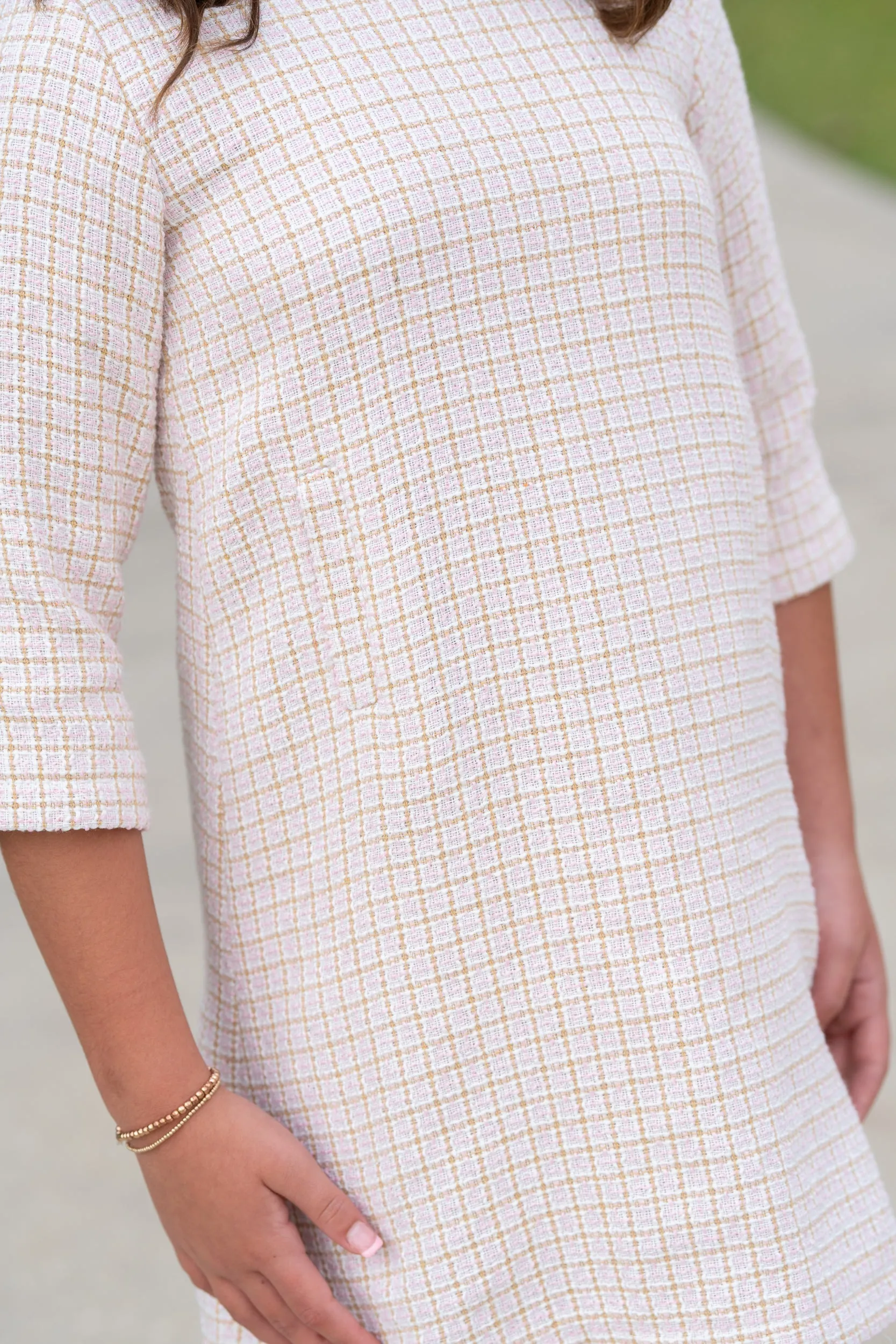 Kate Brown Pink Tweed Dress