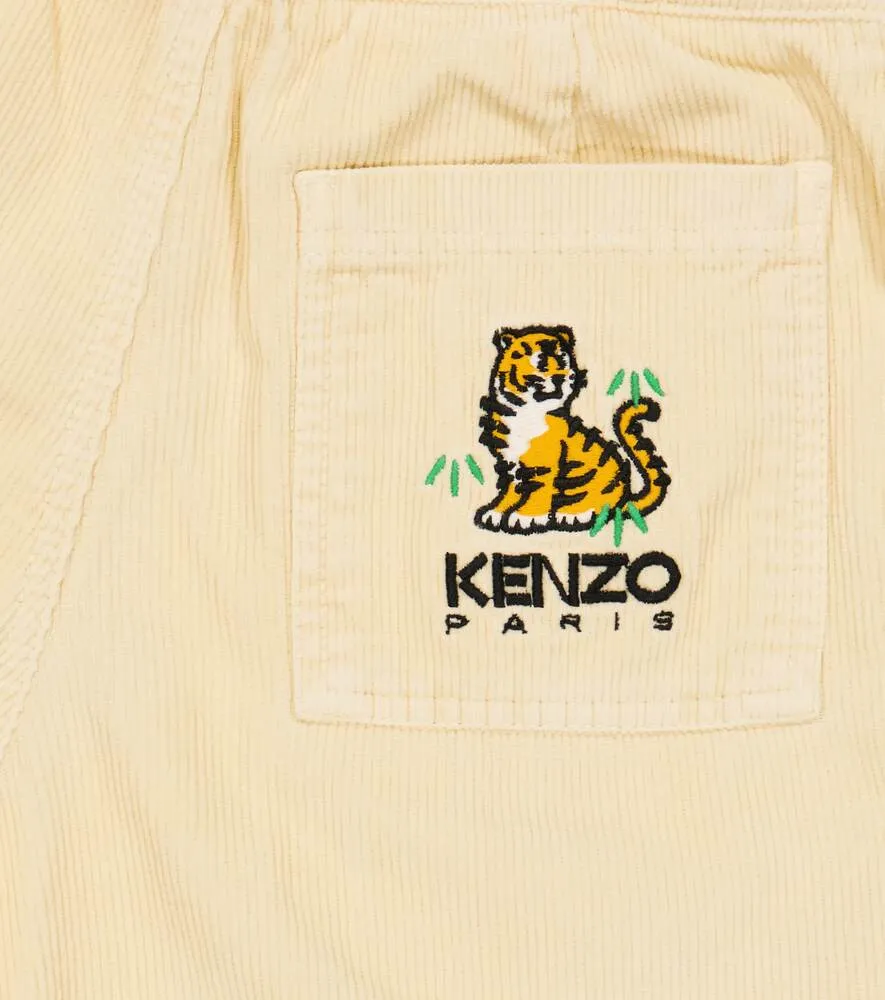 Kenzo cotton corduroy wide trousers, beige