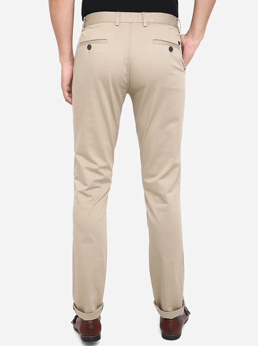 Khaki Dobby Uno Fit Casual Trouser | JadeBlue