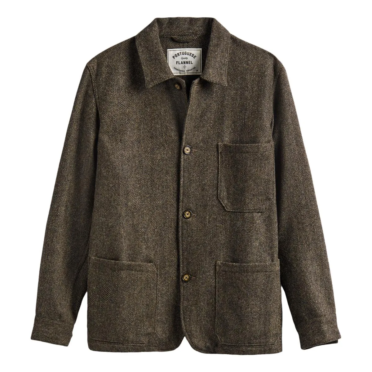 Brown Herringbone Wool Labura Jacket - Stylish and Elegant Outerwear for Any Occasion