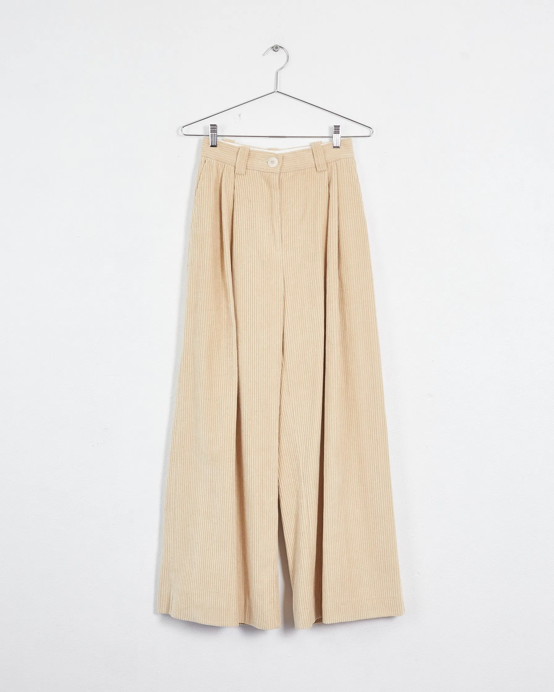 Lee Mathews cord wide leg pants, butter, 8